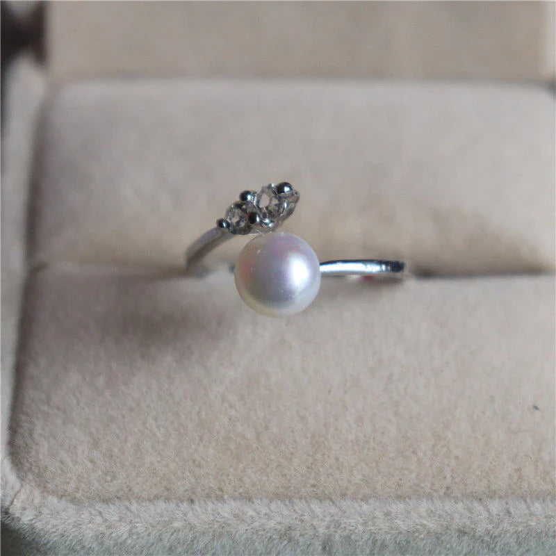 Anel com Pérolas de Água Doce Ajustável