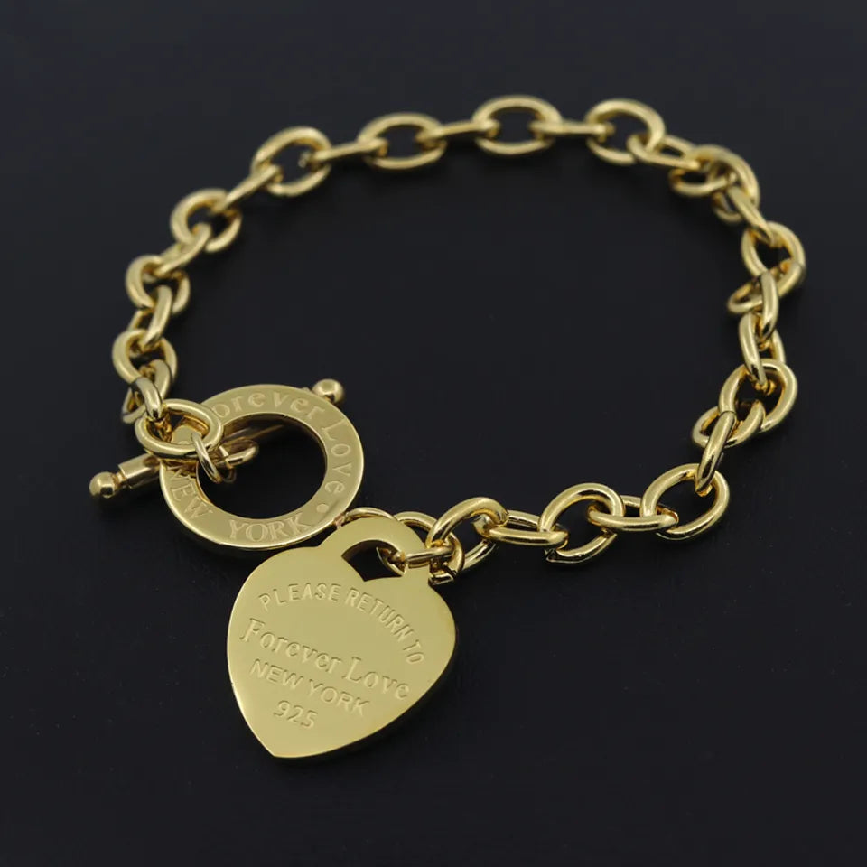Pulseira de Coração de Ouro 7mm Luxo