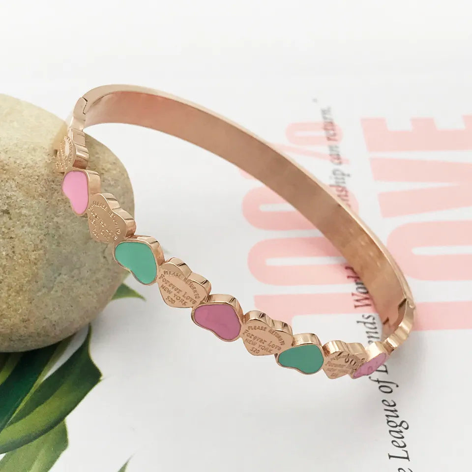 Pulseira de Coração de Ouro 7mm Luxo