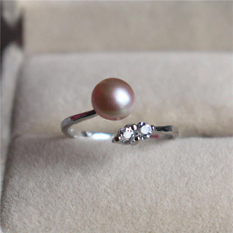 Anel com Pérolas de Água Doce Ajustável