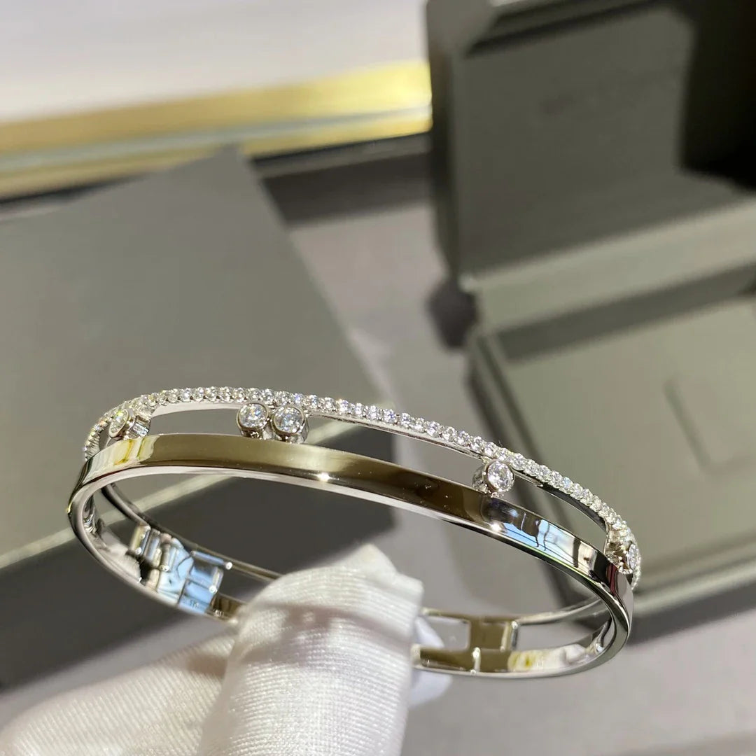 Pulseira de Diamantes em Platina 14K banhada a prata esterlina S925