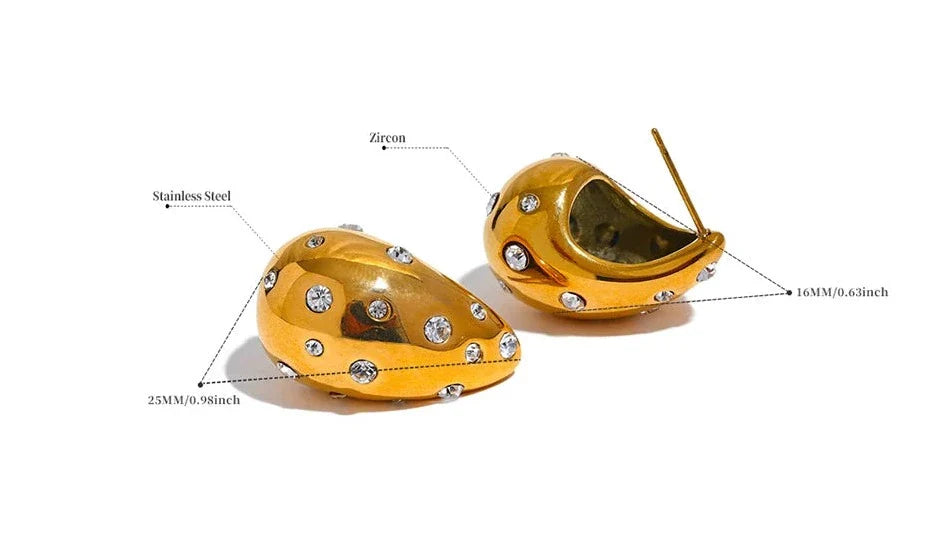 Brincos Gota De Água De Aço Inoxidável