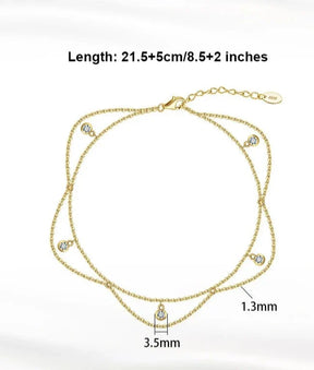 Tornozeleira de Prata Esterlina 925 Girassol Corrente Longa